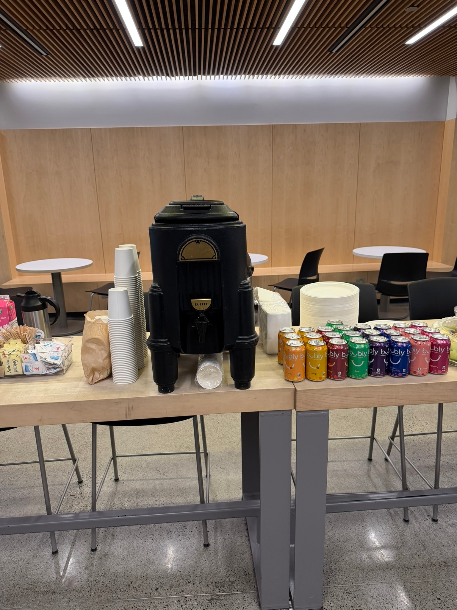 Coffee station with bubly drinks setup